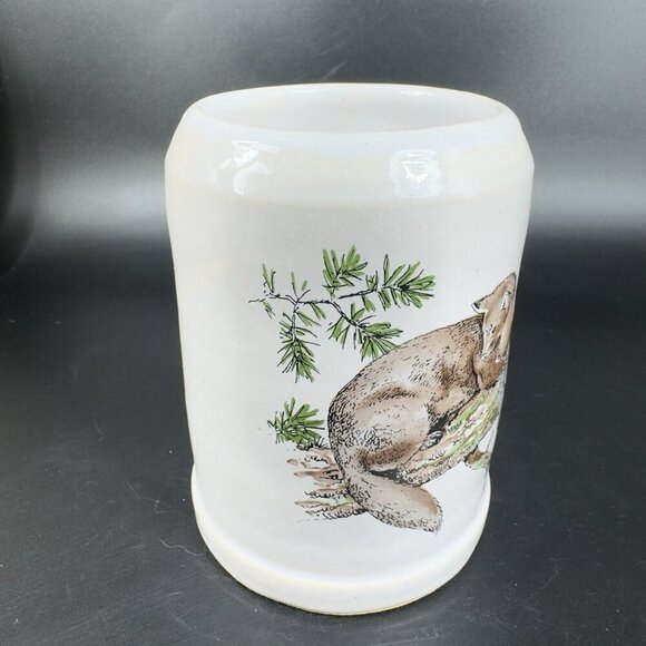 Vintage West Germany Stoneware Pottery Large Coffee Mug Cup Animal Hunting Scene - Picture 11 of 12
